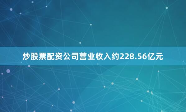 炒股票配资公司营业收入约228.56亿元