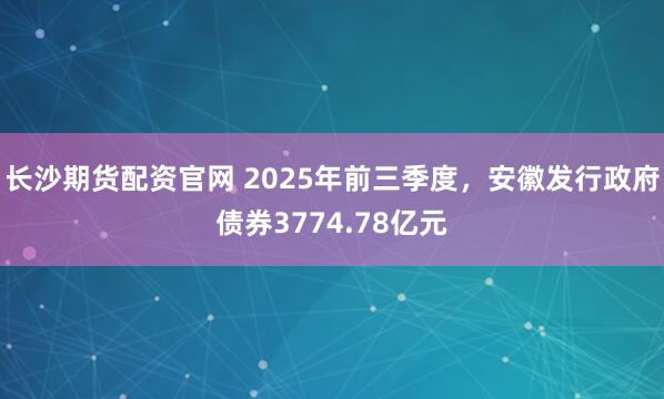 长沙期货配资官网 2025年前三季度，安徽发行政府债券3774.78亿元