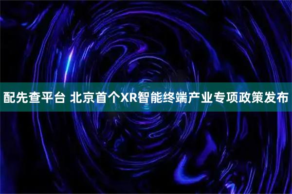 配先查平台 北京首个XR智能终端产业专项政策发布