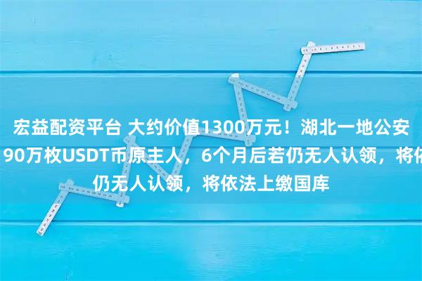 宏益配资平台 大约价值1300万元！湖北一地公安公告：寻找190万枚USDT币原主人，6个月后若仍无人认领，将依法上缴国库